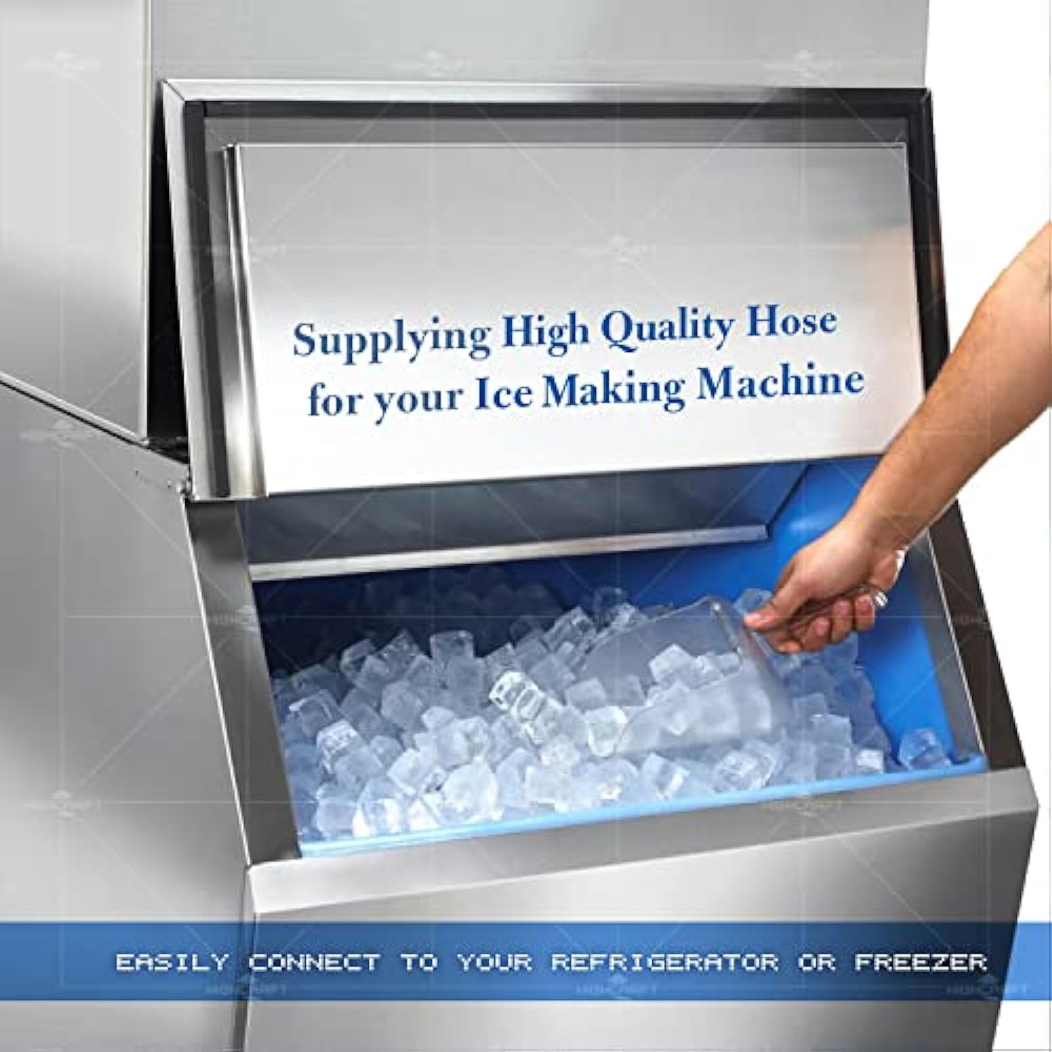Stainless Steel Braided Icemaker Supply 1/4" Comp x 1/4" Comp, UPC/NSF, Lead Free, 300"