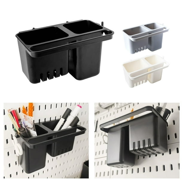 Caja de almacenamiento de plástico | Organizador colgante de drenaje inferior | Multiusos para cocina, baño, oficina | Negro, Blanco, Gris | 19x12x11 cm | Solución robusta e higiénica
