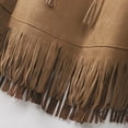 thumbnail image 3 of Uootdi Oversized Fringe Faux Suede Poncho Cut Out Asymmetric Jackets for Women Gift Lace up V Neck Tassel Shawl Cape Cloak, 3 of 7