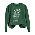 thumbnail image 5 of Conairie Oversized Sweatshirts for Women Flower Printed Fashionable And Retro Crew Neck Cozy Sweaters Casual Style Long Sleeve Pullover Tops Fall Winter Outfits Clothes Dark Green XXL, 5 of 5