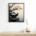 thumbnail image 2 of ARISTURING  Framed Canvas Print Wall Art Japanese Style Pagoda Roof with White Blossoms Floral Plants Illustrations Modern Art Rustic Scenic Colorful Pastel for Living Room, Bedroom, Office, 2 of 4