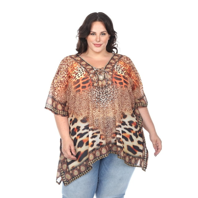 White Mark Caftan Court pour Femmes avec Encolure à Nouer