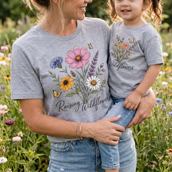 Mom and Baby Shirt, Raising A Wildflower Matching Family Shirts, Cute Floral Mama and Mini Outfit, Mother Daughter Gift, Birthday Gift for Mom