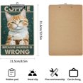 thumbnail image 2 of Vintage Clipboard, Standard A4 Letter Size, 12.5"x9", Wooden Clipboard, Low Profile Clip with Retractable Hanging Tab, Decorative Clipboard, Tabby Cat Because Murder is Wrong, 2 of 6