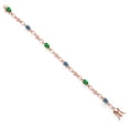 thumbnail image 2 of 18K Rose Gold Plated Silver Green Nano Emerald and Persian Blue Moissanite and Round White Lab Grown Diamond Tennis Bracelet for Women (2.59 Cttw, Gemstone Birthstone, Oval 6X4MM, 7.25 inches), 2 of 4