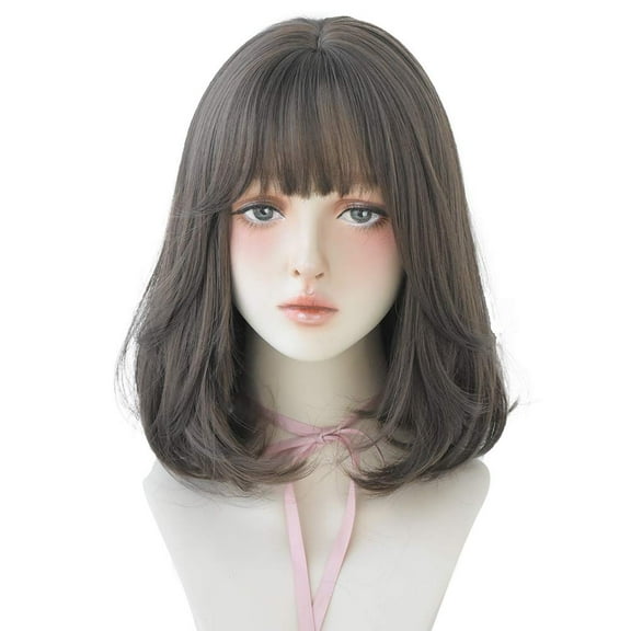 Long Black Straight Hair Wig with Bangs Synthetic High Density Long Hair Wig for Women