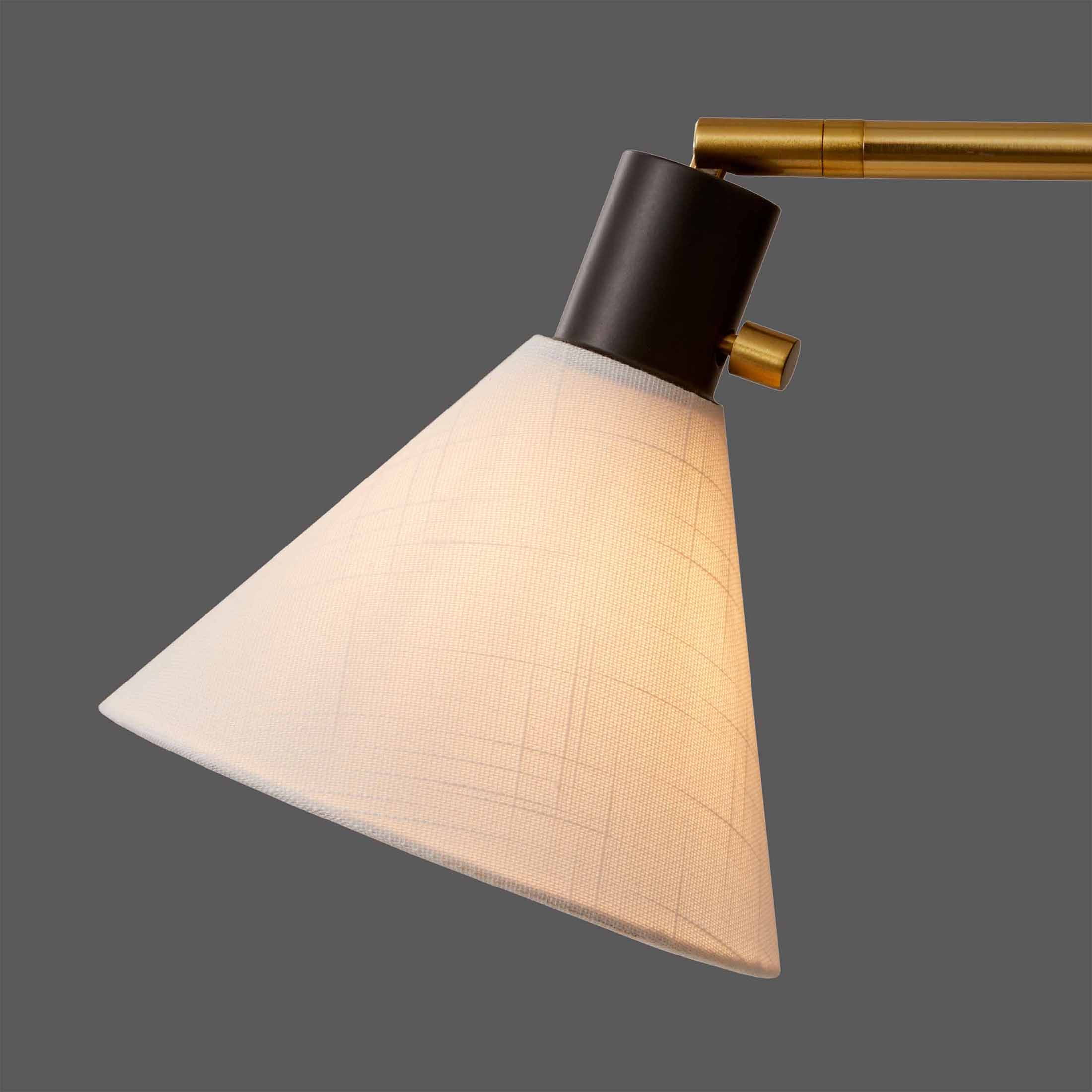 Better Homes & Gardens 68"H Metal Floor Lamp with Adjustable Dual Shades, Black and Gold Finish, White Linen Shades