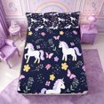thumbnail image 4 of Manfei Cartoon Unicorn Queen Sheets 4 Pieces,Cute Floral Butterfly Queen Sheet Sets,1 Flat Sheet,1 Fitted Sheet and 2 Pillowcases, 4 of 6