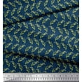 thumbnail image 2 of Soimoi Blue Polyester Crepe Fabric Stripe & Leaves Decor Fabric Printed BTY 42 Inch Wide, 2 of 3