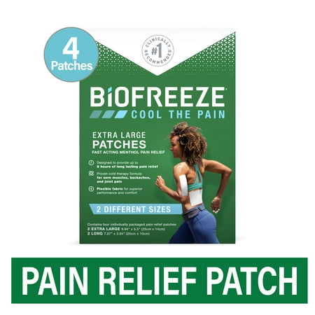 Biofreeze Pain Relieving Patch, Arthritis, Muscle, Joint and Back Pain Relief, 2 Sizes, Variety Pack, 4 CT