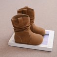 thumbnail image 6 of Otqutp Kids Mid Calf Boots for Girls aux Suede Ruched Tall Boots with Pull Tabs Soft Flat Non Slip Rubber Sole Boots Autumn Winter Outdoor Wear, 6 of 8