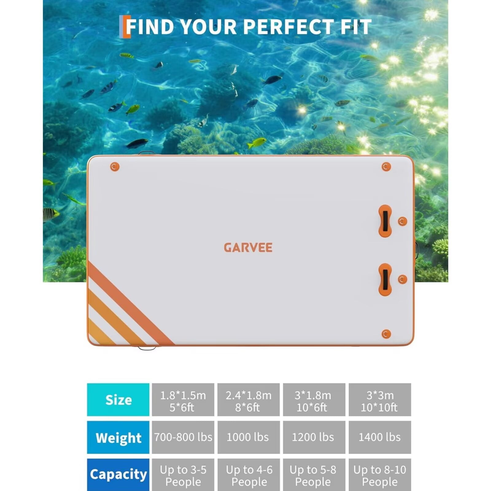 HELLONE Inflatable Dock Floating Platform, Thick Lake Floats for Adults, Non-Slip Air Dock Platform with Portable Carrying Bag for Pool Beach Ocean (Orange-2.4x1.8M)