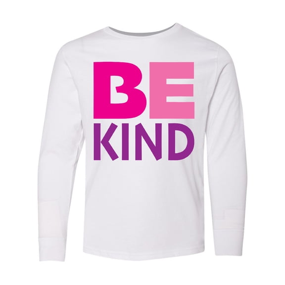 Inktastic Be Kind Logo in Pink and Purple Long Sleeve Youth T-Shirt