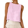 thumbnail image 2 of Sleeveless Tanks for Women, Round Neck Striped Print Tank Tops, Lightweight Casual Summer Boho Beach Vacation Sleeveless Shirt with Ornamental Button Pinks XL, 2 of 8
