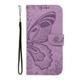 thumbnail image 6 of SaniMore Wallet Case for Samsung Galaxy A54 5G, PU Leather Embossed Butterfly Flip Folio Cover Card Holder [Kickstand][Wrist Strap] All Arpund Protective Shockproof Shell, Purple, 6 of 18