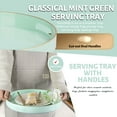 thumbnail image 3 of MAONAME Mint Green Decorative Tray for Coffee Table, Modern Round Serving Tray with Handles, 13" Plastic Tea Tray for Ottoman, Bathroom Decor, 3 of 8