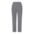 thumbnail image 5 of Mohiass Striped Linen Pants Women Side Button Elastic Waist Capri Gauze Pants Lightweight Summer Beach Cropped Trousers 2025 Gray 3XL, 5 of 5