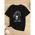 thumbnail image 1 of Halloween T-shirt - Halloween Women's Graphic T-Shirt | empowering Witch Design "Be a" Slogan, Casual Round Neck, Short Sleeve, Machine Washable, Nontransparent Fabric, 1 of 6