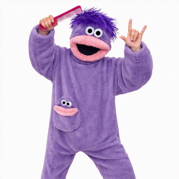 Linfrsh Adult Onesie Pajamas Onesie Funny Frog Onesie Plush Fleece Hooded One Piece Pajamas, Cozy Home Loungewear Dark Purple,M