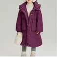 thumbnail image 4 of KAUOD Teen Girls Oversized Puffer Coats Winter Waterproof Long down Jackets Kids Padded Insulated Snap Button Hooded Outwear, 4 of 7