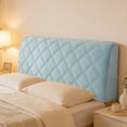 thumbnail image 4 of YoGold Thickened Diagonal Grid Headboard Cover – Elastic Stretchable Soft Padded Headboard Protector for 71 Inch Bed Blue, 4 of 6