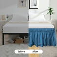 thumbnail image 2 of CCNY 24" Inch Drop Wrap Around Bed Skirt Alberta King Size 100% Microfiber Made Mediterranean Blue Color, 2 of 6