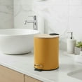 thumbnail image 7 of Mustard Yellow Trash Can with Bamboo Lid and Pedal, 2.5L Capacity, 7 of 7