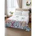 thumbnail image 2 of Coastal Jellyfish California King Size Flat Sheet, Wrinkleproof & Fadeproof Cooling Flat Bed Sheet Only, Ocean Nautical Starfish Coral Seaweed Breathable Soft Bedding Top Sheets 108 x 98 Inches, 2 of 8