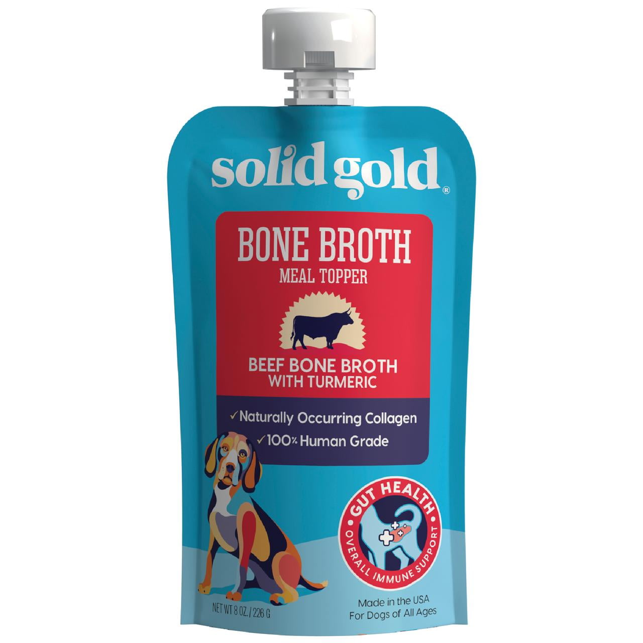 (6 pack) Solid Gold Bone Broth Meal Topper for Dogs, Grain-Free, Beef Flavor, 8 oz
