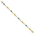 thumbnail image 3 of Gem Stone King 18K Yellow Gold Plated Silver London Blue Topaz and Yellow Citrine and Lab Grown Diamond Bracelet for Women | 4.21 Cttw | Gemstone November Birthstone | Oval 6X4MM | Length 7.25 inches, 3 of 6