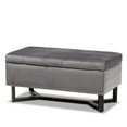 thumbnail image 2 of Baxton Studio Esther Modern and Contemporary Grey Velvet Fabric Upholstered and Dark Brown Finished Wood Storage Ottoman, 2 of 11
