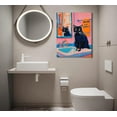 thumbnail image 2 of Funny Black Cat Canvas Wall Art Wash Your Little Paws Trendy Cat Painting Picture Wall Decor Colorful Cute Cat Poster Print Artwork for living room bedroom toilet bathroom Home Decoration, 2 of 6