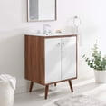 thumbnail image 3 of Modway Transmit 24.5" Modern Wood Bathroom Vanity in Walnut/White, 3 of 8
