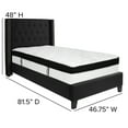 thumbnail image 4 of Emma + Oliver Twin Accent Extended Panel Platform Bed/Memory Foam Mattress-Black Fabric, 4 of 6