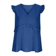 thumbnail image 5 of UAMVSH Womens V Neck Babydoll Blouses Summer Casual Ruffle Sleeveless Tops Loose Dressy Elegant Tank Top, 5 of 7