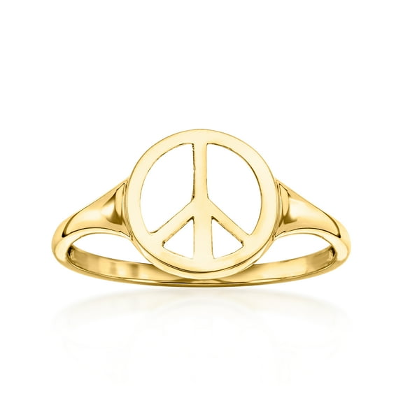 Ross-Simons 14kt Yellow Gold Peace Sign Ring, Women's, Adult
