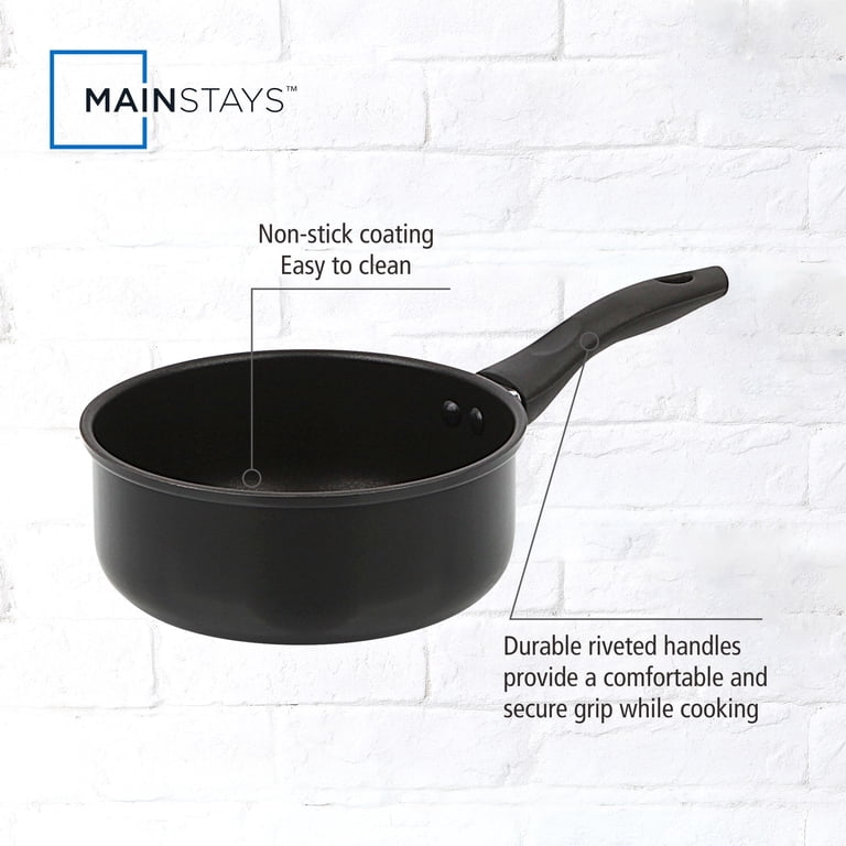 Mainstays 2-Quart Non-Stick Aluminum Saucepan, Black photo 3