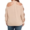thumbnail image 4 of Enwejyy Women Plus Size Halter Neck Long Sleeve Solid Cold Shoulder Elegant Basic Blouses, 4 of 4