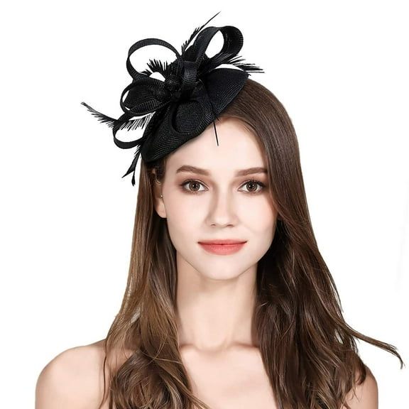 Visland Women Fascinator Hat, Faux Feather Bow Mini Fashion Headwear for Wedding Church Tea Party Banquet