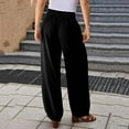 thumbnail image 2 of Jalioing Women's Wide Leg Lounge Trousers Elastic High Waist Loose Pants Summer Casual Long Slacks with Pocket, 2 of 4