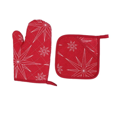 

Baking Anti-Hot Gloves Hot Oven Mitts Pad Microwave Insulation Mat Christmas Decorations for Home New Year Xmas (2pcs Red)