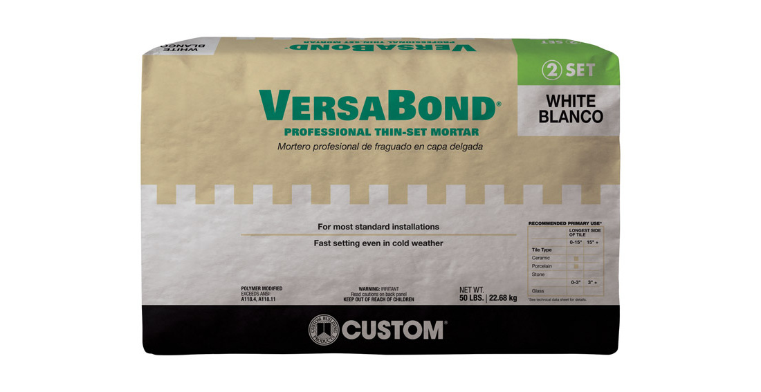 Custom Building Products VersaBond Flex Fortified Thin-Set Mortar #MTWS50WHT — Residential Use, Standard Application