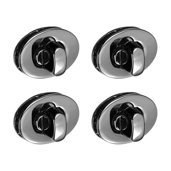4Pack Twist Turn Lock Clasp, 24 x 16mm Closures Lock Fasteners for Purse Zinc Alloy Oval Bag Closure Clip Hardware Accessories for DIY Handbag Craft, Black