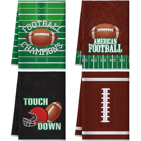 KKFEN-4 Pcs Football Kitchen Decorative Towels Football Hand Dish Towels Microfiber Kitchen Towels Absorbent Tea Towel Sport Hand Drying Cloth Towel for Cooking KKFEN-4 Pcs Football Kitchen Decorative Towels Football Hand Dish Towels Microfiber Kitchen Towels Absorbent Tea Towel Sport Hand Drying Cloth Towel for Cooking