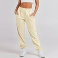 thumbnail image 6 of felwors Women's High Waisted Ultra Soft Modal Joggers Running Sweatpants Casual Lounge Pants with Pockets Beige, XL, 6 of 6