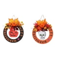 thumbnail image 3 of Bearachild Guirnalda de calabaza de Halloween, hojas de arce, conos de pino, calavera, aro de felicitación, cabeza de esqueleto de madera, colgador de Kits de decoración para fiestas Cráneo Bearachild HA069486-02, 3 of 6