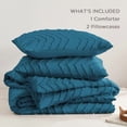 thumbnail image 6 of Teal Comforter Set King Size, Boho Soft Warm Tufted Bedding Comforter Sets for King Size Bed, 3 Pieces Aesthetic Chevron Farmhouse Cute Bohemian Textured Bedding Set, 6 of 7