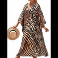 thumbnail image 2 of Vestido Caftán con Estampado Animal para Mujer, Talla Grande, para Playa, Verano 2025 Negro Marrón Talla Única, 2 of 10