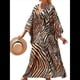 thumbnail image 2 of Vestido Caftán con Estampado Animal para Mujer, Talla Grande, para Playa, Verano 2025 Negro Marrón Talla Única, 2 of 10