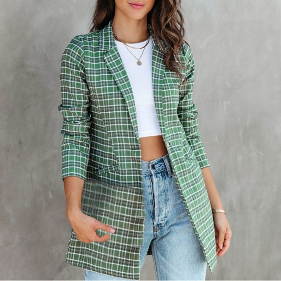 Vedolay Womens 2023 Coat Suit Jackets for Women Fashion 2023 Casual Long Sleeve Open Front Work Blazer Jackets with Pockets,Green XL